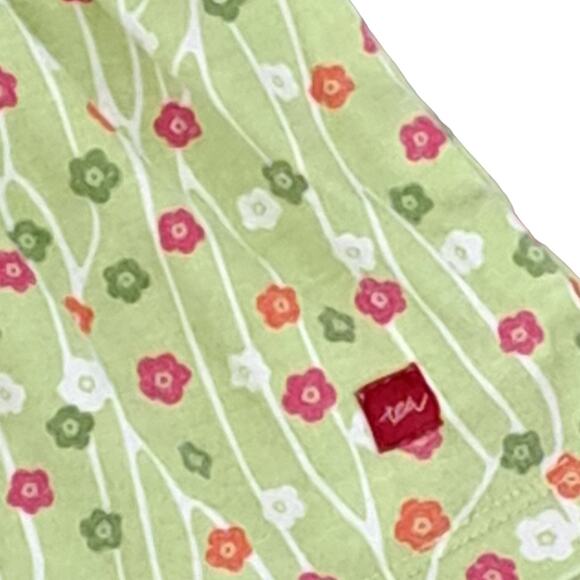 Tea Collection Girls Green Floral Dress Wrap Neck Pink Contrast Size 2 - Picture 8 of 9